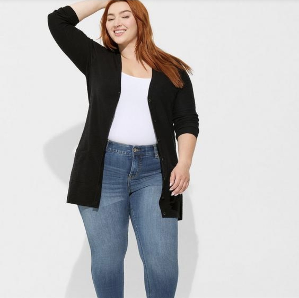 Torrid Slub Boyfriend Cardigan Button-Front Sweater sz 00